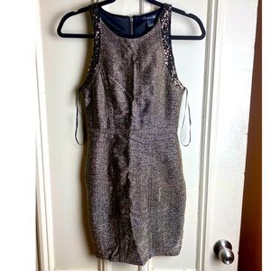 Copper gold and sequin mini bodycon dress